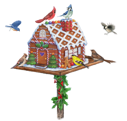 Christmas Birdhouse - Bezmaksas animēts GIF
