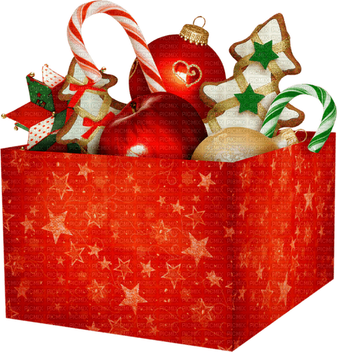 Box.Ornaments.Candy.Canes.Green.Red.White - PNG gratuit