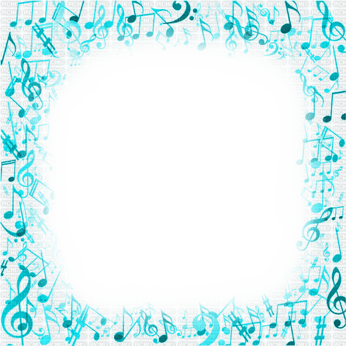Music.Notes.Frame.Teal - By KittyKatLuv65 - Free PNG