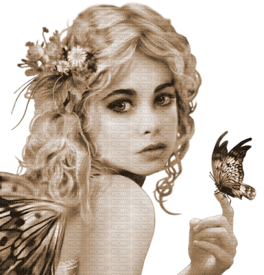 Y.A.M._Fantasy fairy Sepia - PNG gratuit