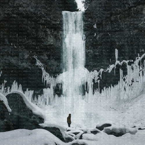 Rena Wasserfall Hintergrund schwarz weiß - Animovaný GIF zadarmo