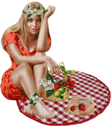 Woman. Strawberry. Summer. Leila - png grátis