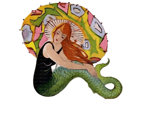 kikkapink woman vintage mermaid art deco - png ฟรี