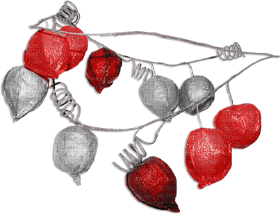 soave deco autumn leaves branch black white red - darmowe png