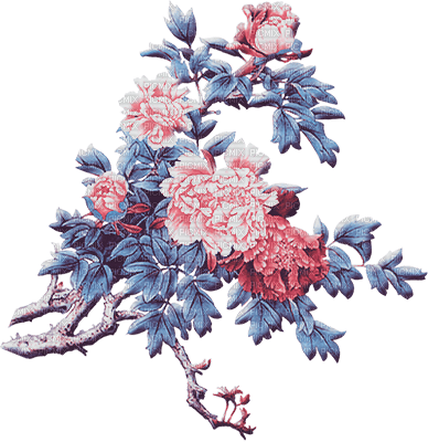 soave deco flowers oriental branch blue pink - zadarmo png