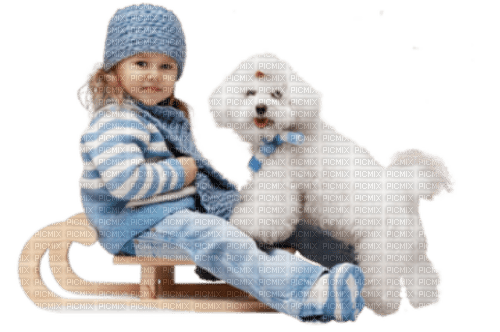 loly33 enfant chien luge hiver - zdarma png