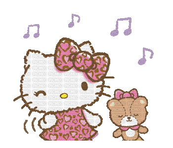Hello kitty mignon cute kawaii gif danse - GIF animé gratuit