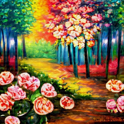 Rainbow Rose Forest - 免费PNG