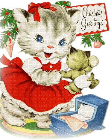 soave cat vintage deco animals baby red green - ingyenes png