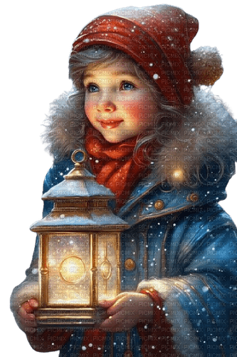loly33 enfant hiver lanterne - gratis png