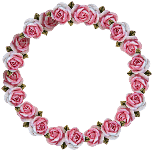 Roses.Circle.Frame.Pink - Free PNG
