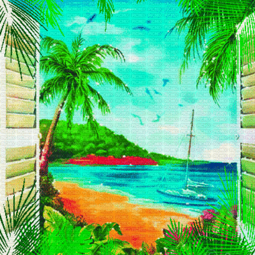 SA/BG.anim..tropical.window.green.idca - Zdarma animovaný GIF