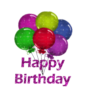 Kaz_Creations Animated Happy Birthday Text Balloons - Free animated GIF
