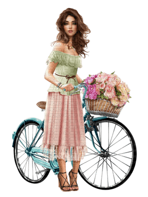 Kaz_Creations Woman Femme Colours Colour-Girls Bicycle Bike - ücretsiz png