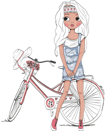 girl fille child enfant Niña bicycle - darmowe png
