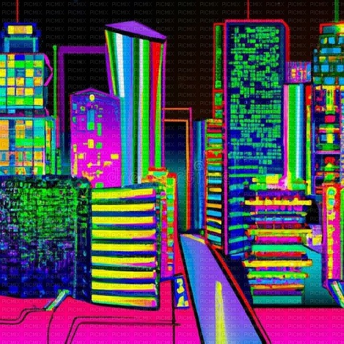 neon background city - Free PNG