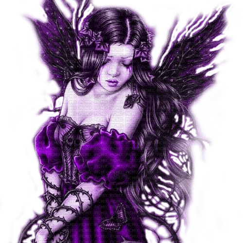 Y.A.M._Gothic fantasy angel purple - zdarma png
