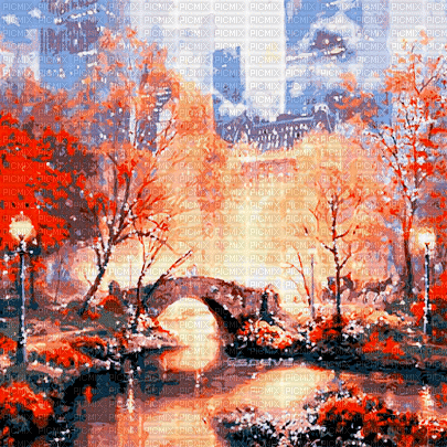 soave background animated autumn vintage bridge - Gratis animerad GIF