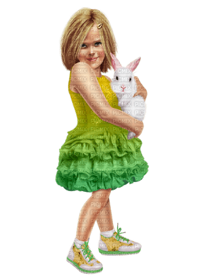 minou-girl-flicka-kanin-bunny - PNG gratuit