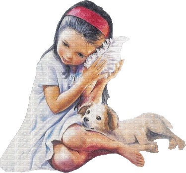 child and dog - Безплатен анимиран GIF