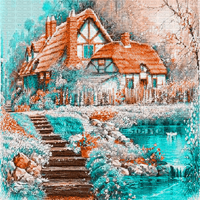 soave background animated vintage house  orange - 免费动画 GIF