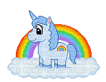 Pixel Unicorn and Rainbow - Ingyenes animált GIF