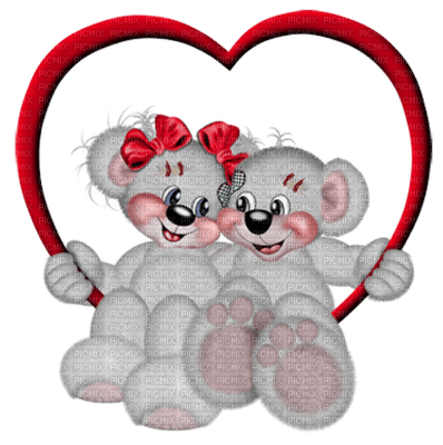 gray bear love - png grátis