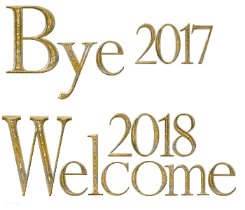 new  year-text-bye 2017 welcome 2018-gold-deco-by minou52 - PNG gratuit