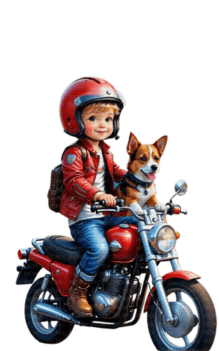 loly33 enfant chien moto - PNG gratuit