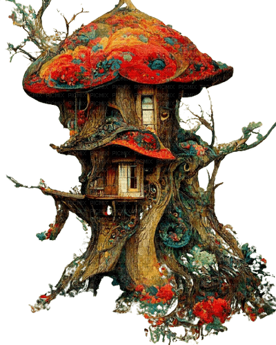 грибы - дом - gratis png