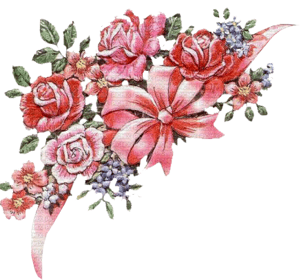 kikkapink border flowers  deco vintage pink - PNG gratuit