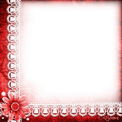 soave frame vintage flowers lace red - Free PNG