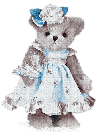 soave deco toy bear blue brown - Free PNG