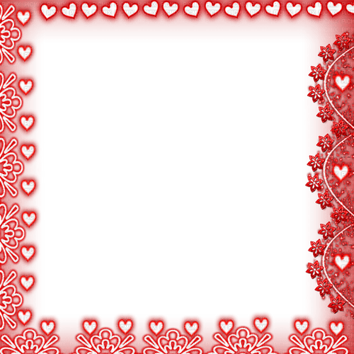Frame.Flowers.Hearts.White.Red - безплатен png
