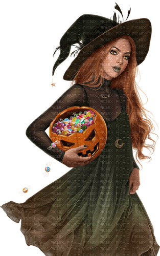 Halloween girl wizard - zadarmo png
