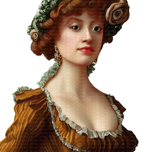 kikkapink woman vintage baroque green brown - kostenlos png