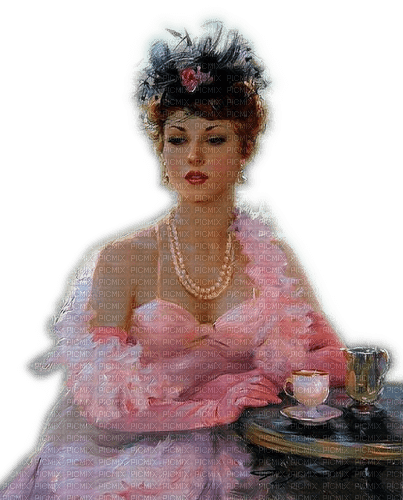 Rena pink Vintage Woman Lady Dame - ücretsiz png