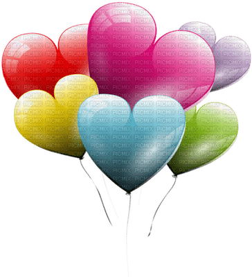 Kaz_Creations Deco Heart Love Hearts Balloons Colours - 無料png