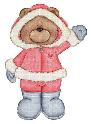 teddy bear gif winter hiver - 無料のアニメーション GIF