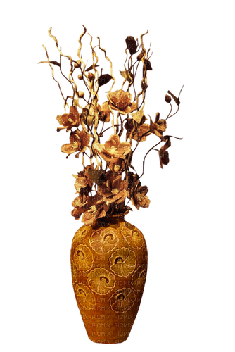 dolceluna vase flowers gold brown - darmowe png
