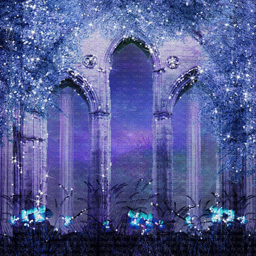 dolceluna background animated castle blue - GIF เคลื่อนไหวฟรี