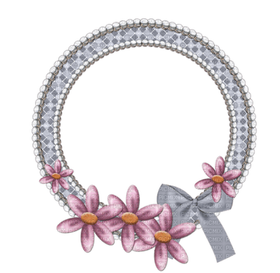 Kaz_Creations Deco Circle Frames Frame Flowers Ribbons Bows Colours - png gratis