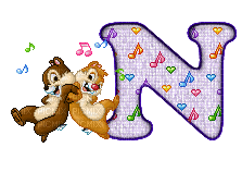 image encre lettre N symbole de musique écureuils Disney edited by me - GIF animé gratuit
