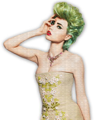 Kaz_Creations Woman Femme Green Hair - PNG gratuit