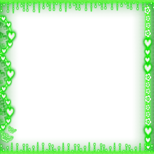 Frame.Flowers.Hearts.Stars.Green - zdarma png