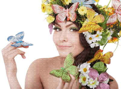 Kaz_Creations Woman Femme Flowers Butterflies - ingyenes png