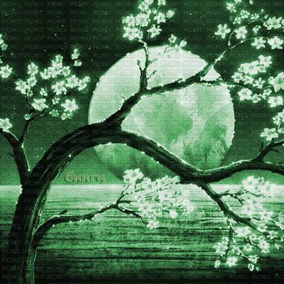 Y.A.M._Japan landscape background green - GIF animé gratuit