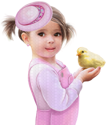 Girl with a chicken. Easter. Spring. Leila - δωρεάν png