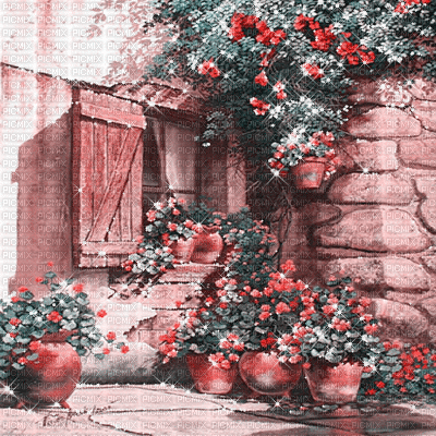 kikkapink vintage painting garden background gif - GIF animado grátis