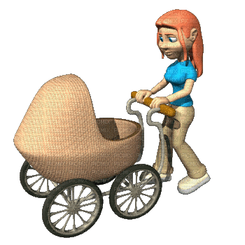 ani barn-mor-barnvagn - 無料のアニメーション GIF